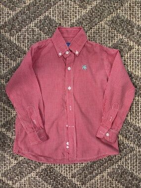 Boys Red Gingham Button-Down Shirt